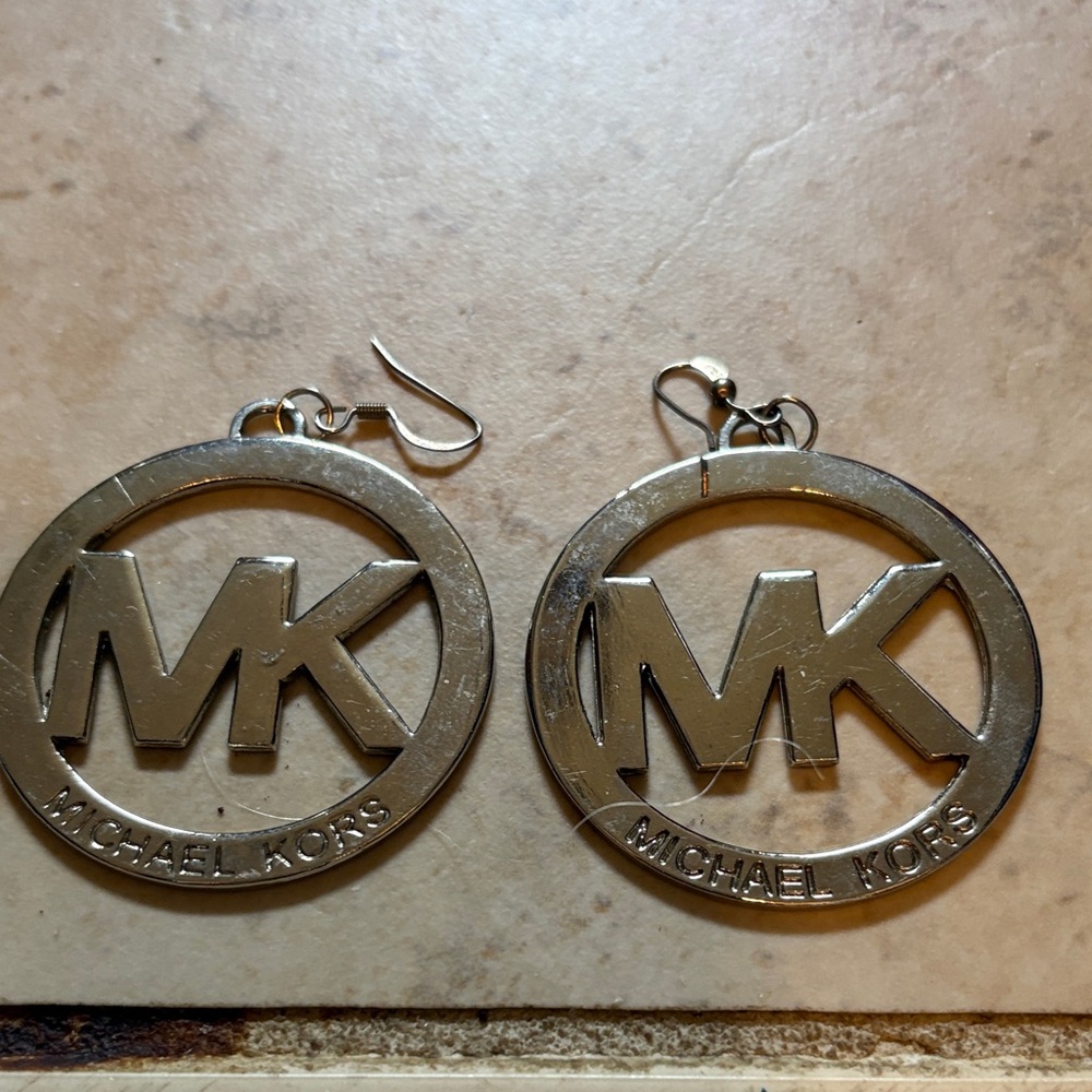 Michael Kors Metallic Circle Logo Earrings